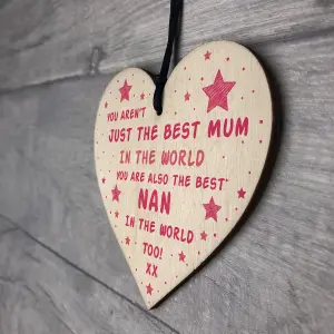 Best Mum Nan Gift For Birthday Wooden Heart Gift For Her From Grandchildren Keepsake