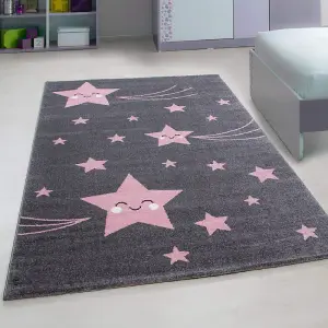 Pink and Grey Stars Rug - Kids - 160x230cm