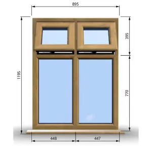 895mm (W) x 1195mm (H) Wooden Stormproof Window - 2 Top Opening Windows -Toughened Safety Glass