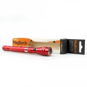 MagTorch Magnetic Torch with Extendable Flexible LED Light for DIY, Crafts, Carpentry and Tradesmen - Red