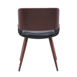 Ayrton Faux Leather Mid-Century Dining Chair Polished Obsidian