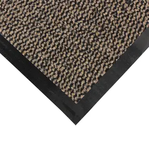 JVL Heavy Duty Commodore Door Mat, 60x80cm, Brown/Black