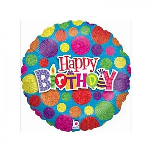 Oaktree Holographic Dotted Birthday Foil Balloon Multicoloured (One Size)