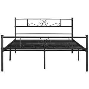 Metal Bed Frame with Headboard/Under-Bed Storage Black / King (5')