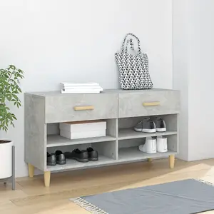 Berkfield Shoe Cabinet Concrete Grey 102x35x55 cm Engineered Wood