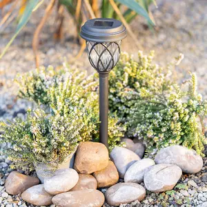 ValueLights Pack of 6 - Solar Powered Black Diamond Spike Lights for Drive Path Patio Decor Stake, Solar Light for Outdoor Garden