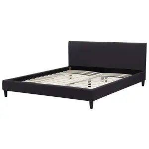 Fabric EU Super King Size Bed White LED Black FITOU