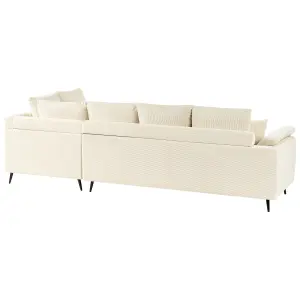 Left Hand Corduroy Corner Sofa Light Beige LUNNER