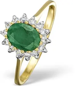 Emerald 0.83Ct And Diamond 9K Gold Ring