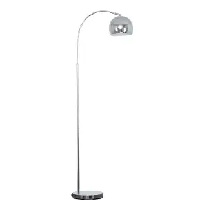 ValueLights Designer Style Chrome Stem Floor Lamp With Chrome Metal Dome Light Shade With LED GLS Bulb in Warm White