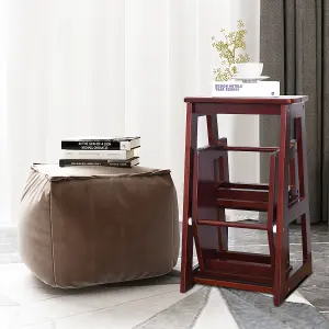 Costway 3 Tier Wood Step Stool Indoor Folding Step Ladder