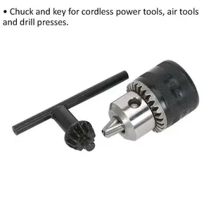 10mm Drill Chuck & Key - 3/8" x 24 UNF Thread - Cordless Power Tool Key