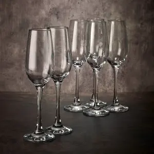 Queensway Home & Dining Height 23cm 200ml Set of 6 Glass Stemmed Champagne Prosecco Wine Flutes Glass Tumblers