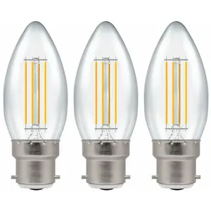 Crompton Lamps LED Candle 5W B22 Dimmable Filament Warm White Clear (40W Eqv) (3 Pack)