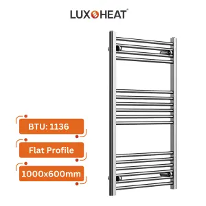 Towel Radiator Rail 1000 x 600 for Central Heating with Chrome Finish