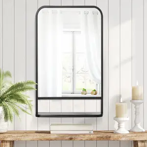 Kornelia Framed Wall Mounted Vanity Mirror in Black