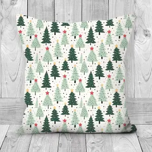 Printed Faux Suede Cushion Christmas Trees 45cm x 45cm