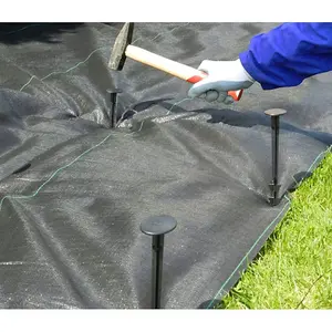 1 x 5 m / 3.2 x 16.4 ft Weed Control Membrane, Weed Control Woven Fabric, Ground Cover Sheet, 100 GSM, UV Stabilised + 20 Pegs