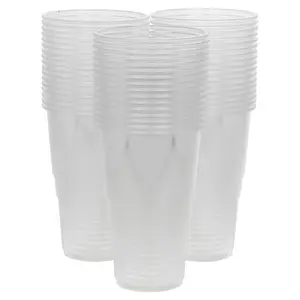 URBNLIVING 568ml Pack of 200 Clear Strong Plastic Full Pint Glasses Disposable Reusable Party Cups UKCA