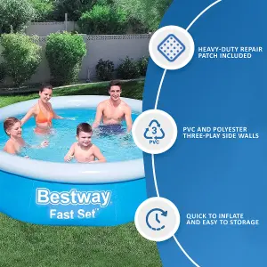 Bestway 6ft x 20'' Fast Set Swimming Pool  Round Outdoor Family Paddling Pool for Garden