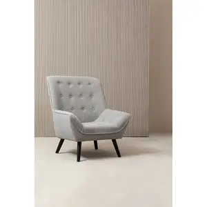 Interior by Premier Versatile Grey Curved Chair, Highback Velvet Buttoned Chair, Lightweight Velvet High-back Dining Chair