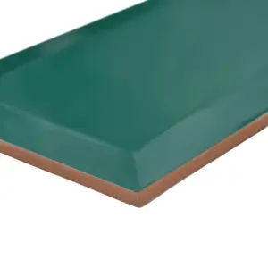 Trentie Dark Green Gloss Metro Ceramic Indoor Wall tile, Pack of 40, (L)200mm (W)100mm