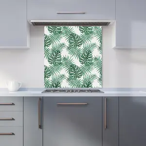 Watercolour Tropical Leaves Premium Glass Kitchen Splashback W700mm x H650mm