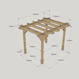 Double Premium Pergola - Wood - L240 x W240 x H270 cm - Light Green