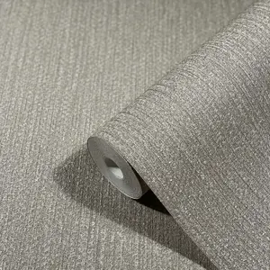 Galerie The New Textures Book Grey Shimmer Vertical Weave Wallpaper Roll