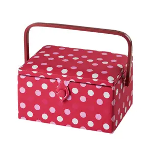 Medium Sewing Basket Red Spot 18.5 x 26 x 15cm - Sewing Online GA1126M