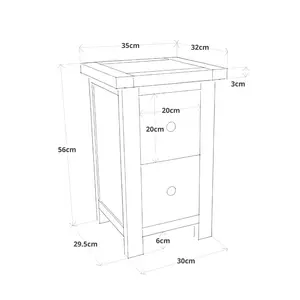 Gerry 2 Drawer Bedside Table Off-White