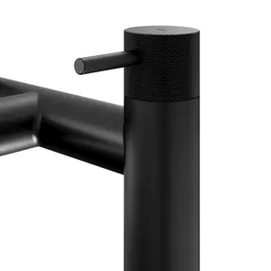 GoodHome Owens Matt Black Deck-mounted Manual Double Bath Filler Tap