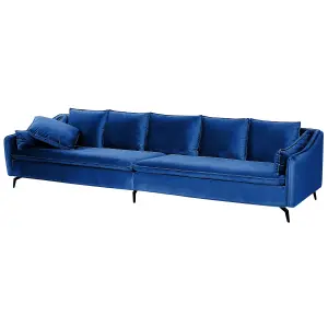 Beliani Modern Velvet Sofa Navy Blue AURE