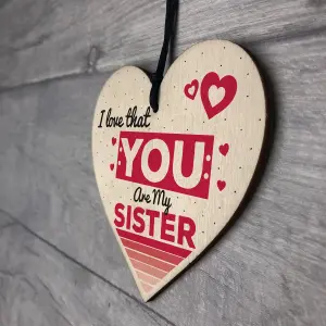 Red Ocean Sister Friend Friendship Gift Wooden Hanging Heart Shabby Chic Plaque Sign Love Family Sis Thank You