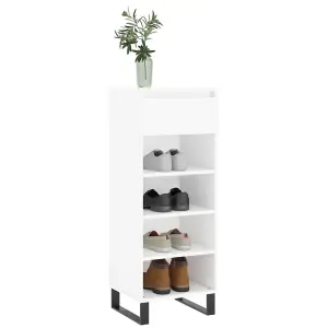 Shoe Cabinet High Gloss White 40x36x105 cm Engineered Wood