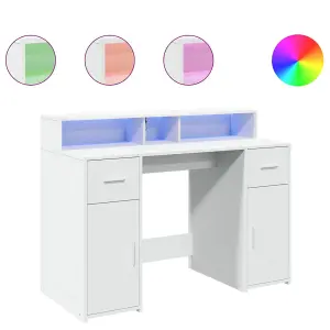 Berkfield Desk with LED Lights White 120x55x91 cm Engineered Wood