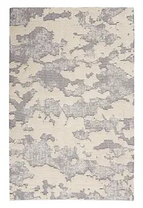 Ivory Grey Abstract Modern Easy to clean Rug for Bedroom & Living Room-66 X 229cm (Runner)