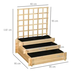 Outsunny 3 Tier Planters with Trellis for Vine Climbing, Wooden Raised Beds for Garden Patio, Outdoor Planter Box