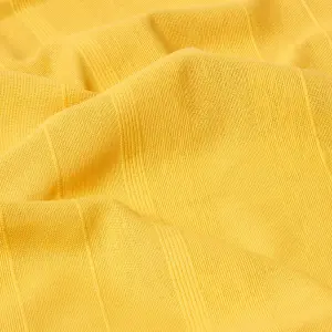 Homescapes Cotton Rajput Ribbed Yellow Throw, 225 x 255 cm