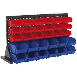 30 Tray Bench Mounted Parts Storage Rack for Efficient Garage and Warehouse Organization