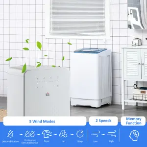 HOMCOM 12L/Day Protable Quiet Air Dehumidifier with Purifier, Timer, 5 Modes