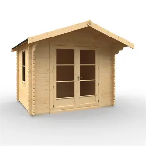 8ft x 10ft (2350mm x 2950mm) Horsforth "The Topeka Plus" 44mm Log Cabin With 1 Opening Window