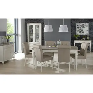 Moira Extendable Solid Wood Base Dining Table Soft Grey / 77cm H x 180cm W x 90cm D