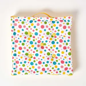 Homescapes Cotton Multi Coloured Polka Dot Floor Cushion, 40 x 40 cm