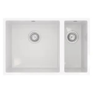 Liquida CM670GW 1.5 Bowl Comite Undermount / Inset Gloss White Kitchen Sink