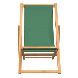 Berkfield Folding Beach Chair Solid Teak Wood Green