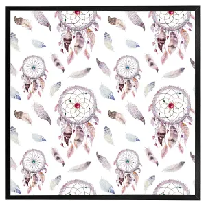 Dreamcatcher and feather pattern (Picutre Frame) / 16x16" / White