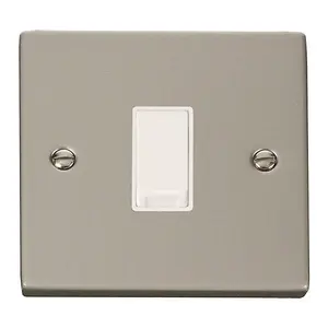 Pearl Nickel 10A 1 Gang 2 Way Light Switch - White Trim - SE Home