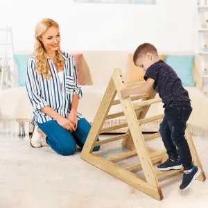 Costway Wooden Climbing Triangle Ladder Triangle Indoor Climber for Toddlers