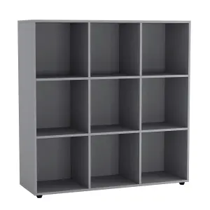 URBNLIVING 9 Cube Grey Wooden Bookcase Shelving Display Shelves Storage Unit Wood Shelf Without Door